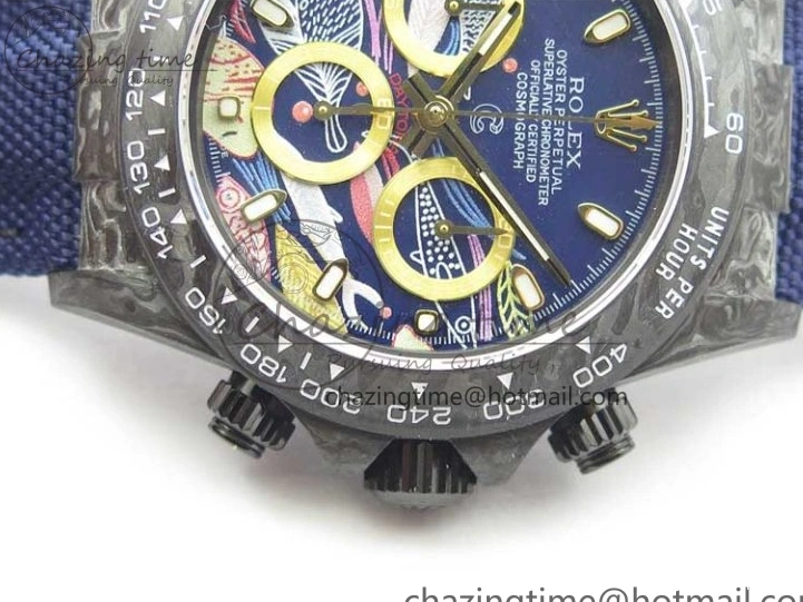 MiroTime 0406 Daytona DIW Carbon OMF Best Edition Blue Paint Dial on Deep Blue Nylon Strap A Tailored 2842